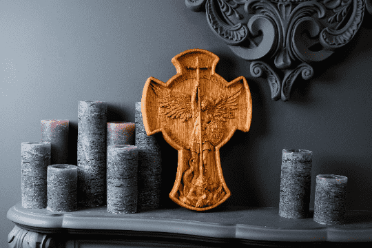 Archangel Michael wooden 3D sculpture - Kozak Work Shop