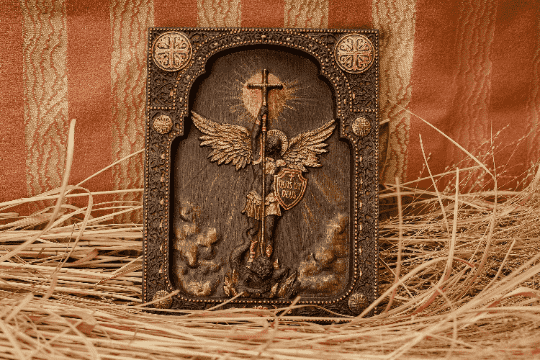 Archangel Michael with the Wings Wooden 3D carved icon - Kozak Work Shop