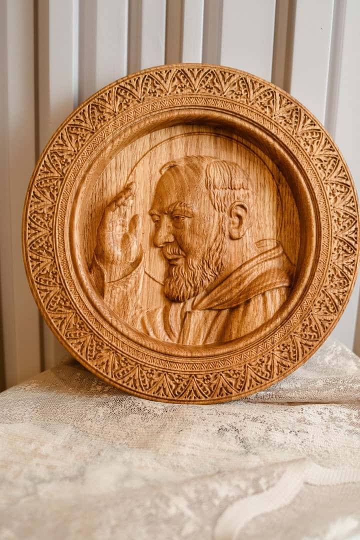 Padre Pio Wooden Sculpure - Kozak Work Shop