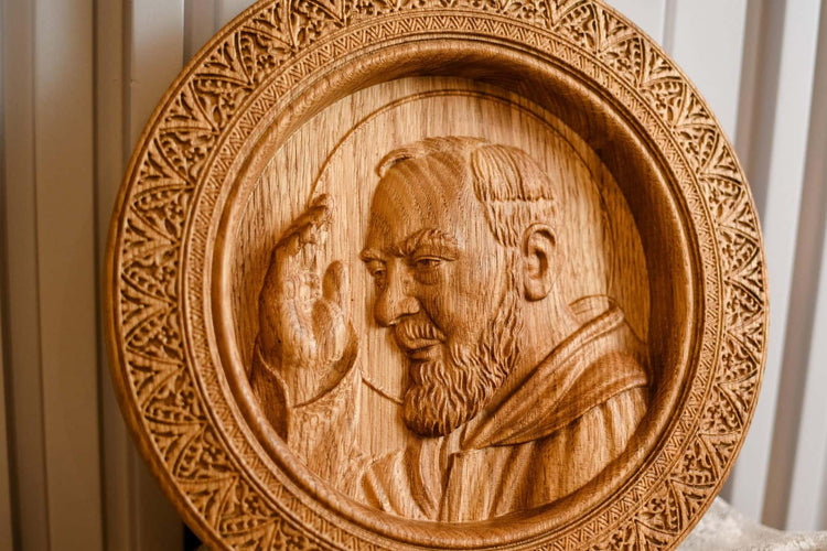 Padre Pio Wooden Sculpure - Kozak Work Shop