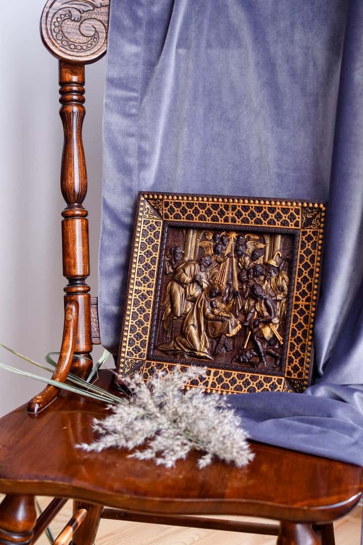 Nativity Wooden Bas Relief Squared - Kozak Work Shop