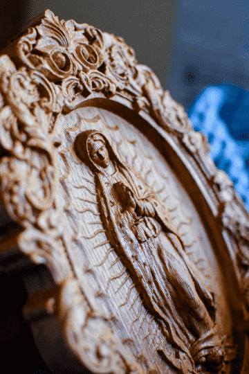 Our Lady of Guadalupe Wood Carvingc - Kozak Work Shop