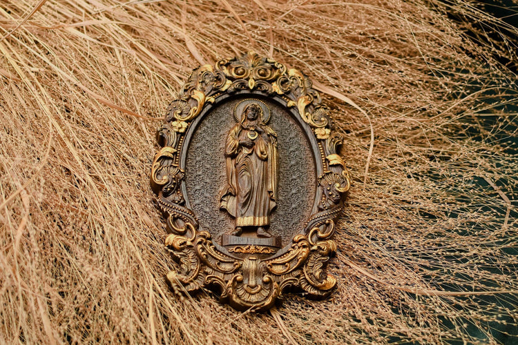 Immaculate Heart of Mary Wooden Icon High - Kozak Work Shop