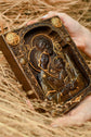 Holy Familly Wooden Carved Byzantine Image