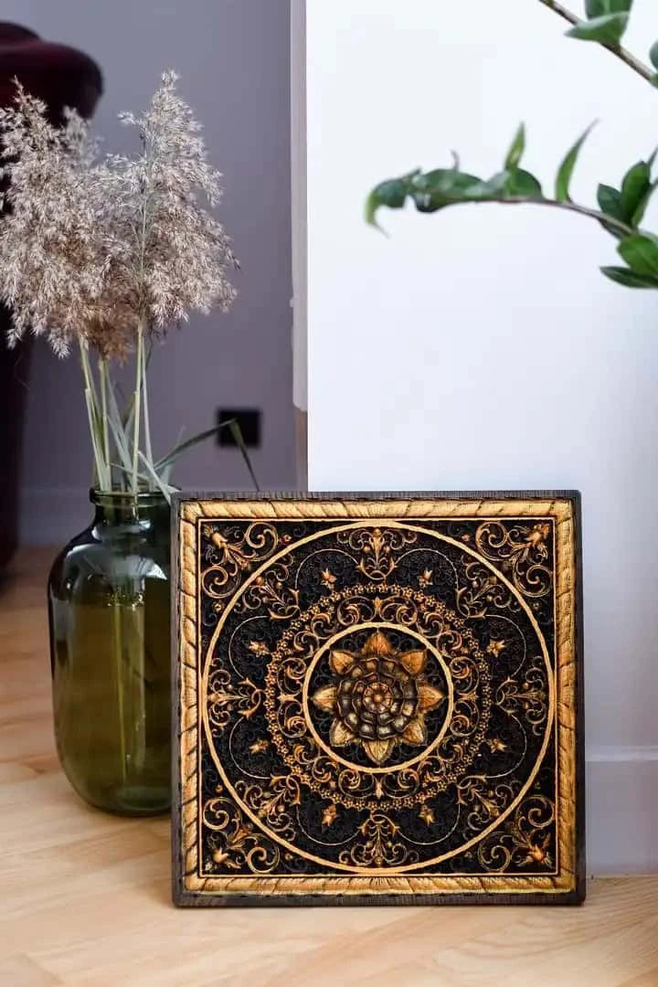 Mandala Squared Wooden Wall Sculpture - Kozak Work Shop