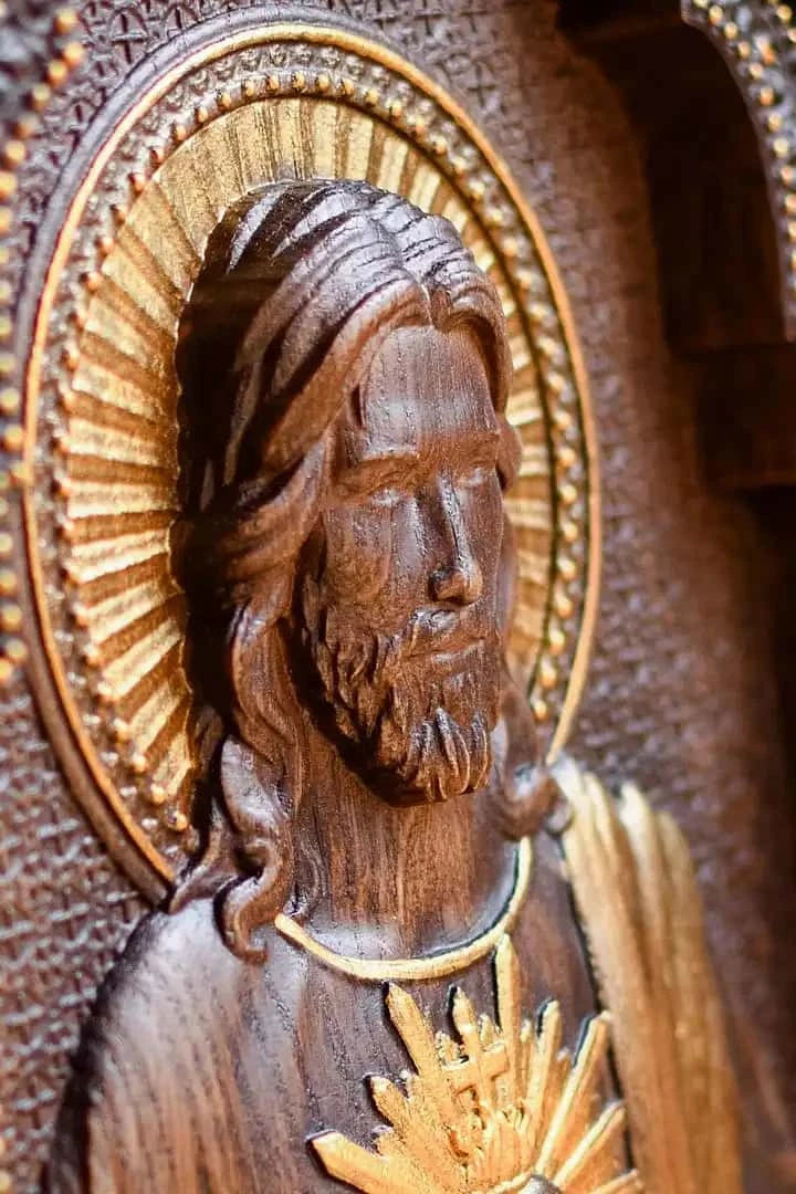Sacred Heart of Jesus Wooden icon Modern - Kozak Work Shop