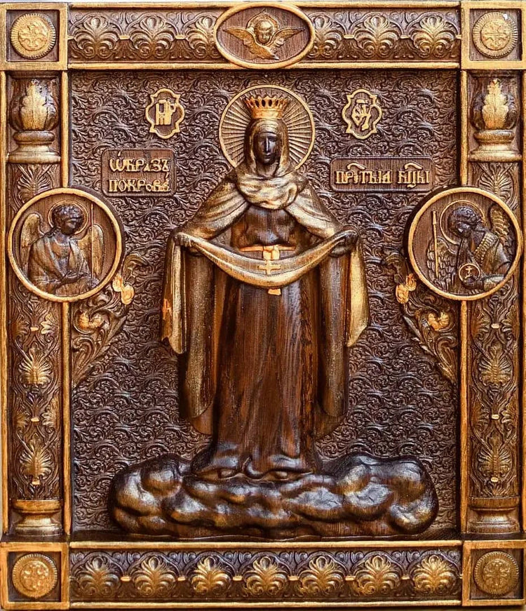 Catholic art Virgin Mary of Pokrov - Kozak Work Shop