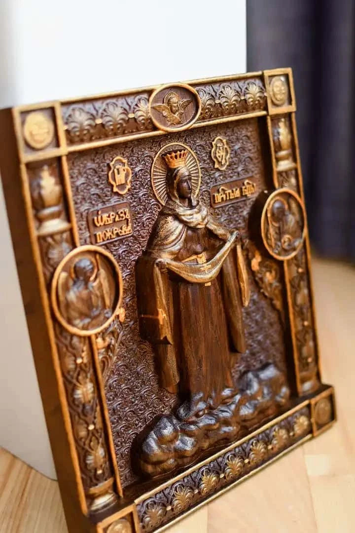Catholic art Virgin Mary of Pokrov - Kozak Work Shop