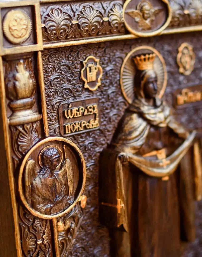 Blessed Virgin Mary of Pokrov with Archangels - Kozak Work Shop