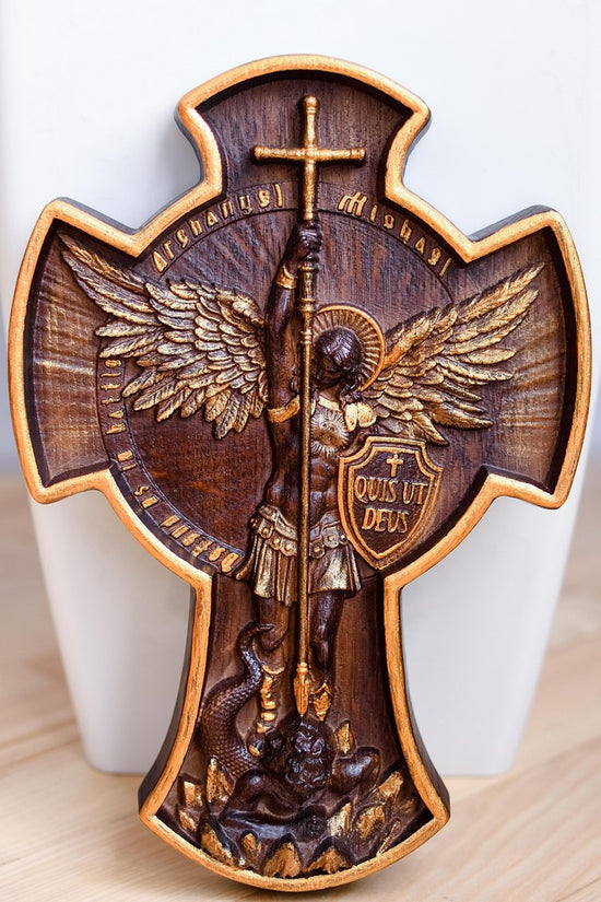 Archangel Michael wooden 3D sculpture