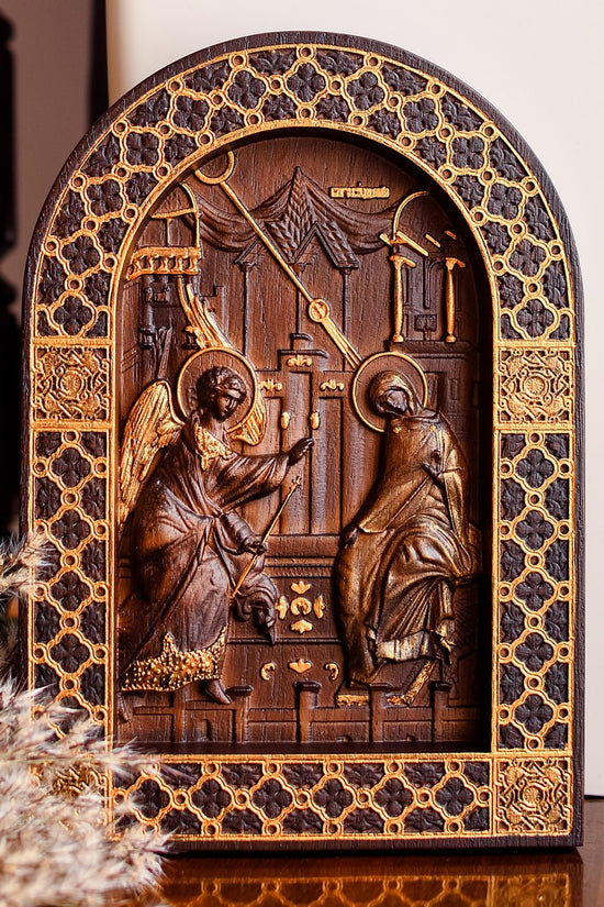 Annunciation Wooden 3D Carved religious picture
