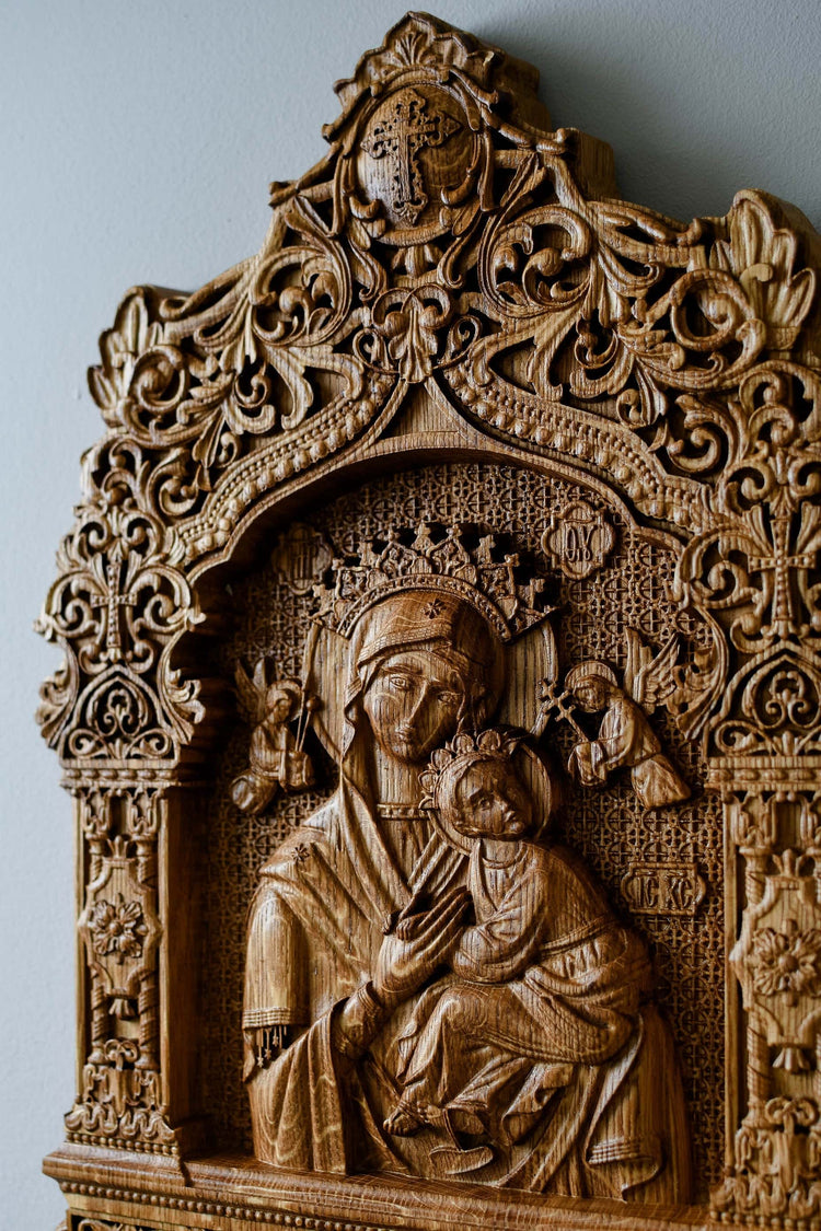 Our Lady of Perpetual Help Wooden Icon Baroque - Kozak Work Shop