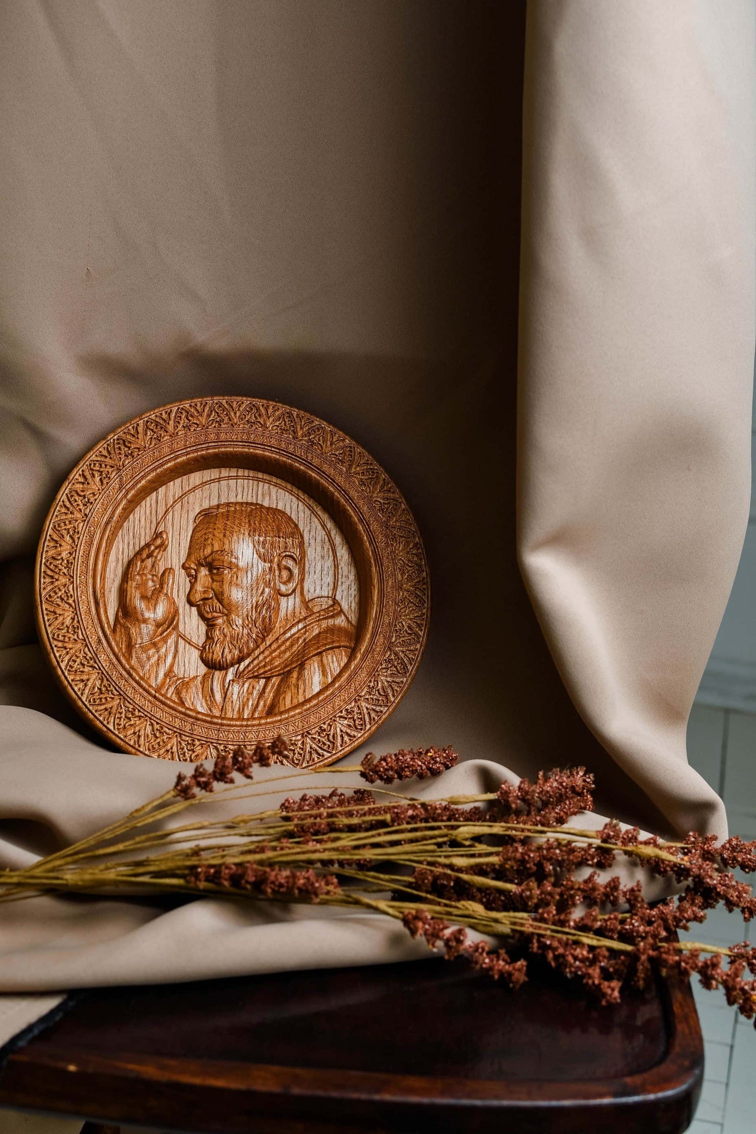 Padre Pio Wooden Sculpure - Kozak Work Shop