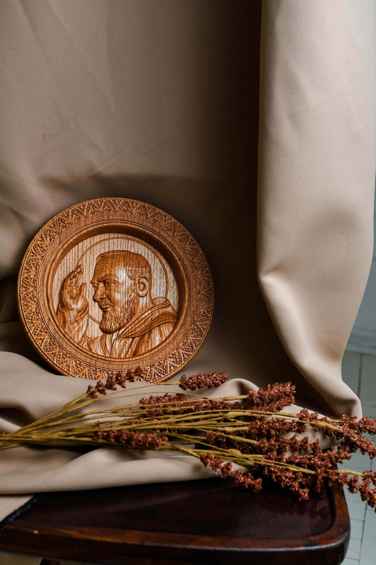 Padre Pio Wooden Sculpure - Kozak Work Shop