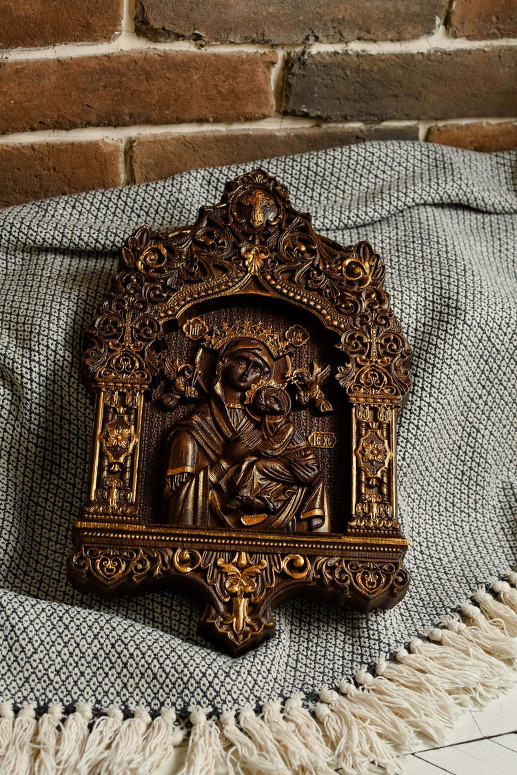 Our Lady of Perpetual Help Wooden Icon Baroque - Kozak Work Shop