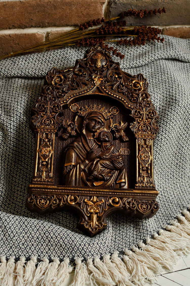Our Lady of Perpetual Help Wooden Icon Baroque - Kozak Work Shop