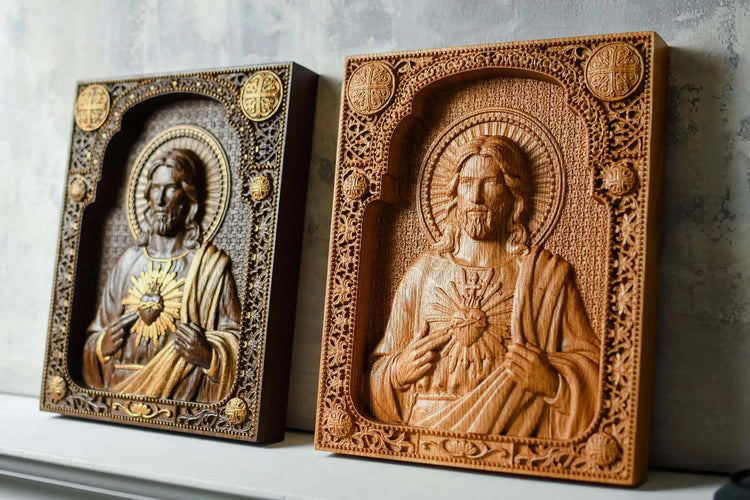 Sacred Heart of Jesus Wooden icon Modern - Kozak Work Shop