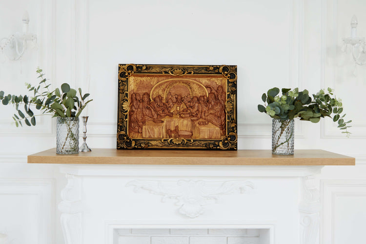 The Last Supper Wooden Sculpturewith Baroque Frame - Kozak Work Shop