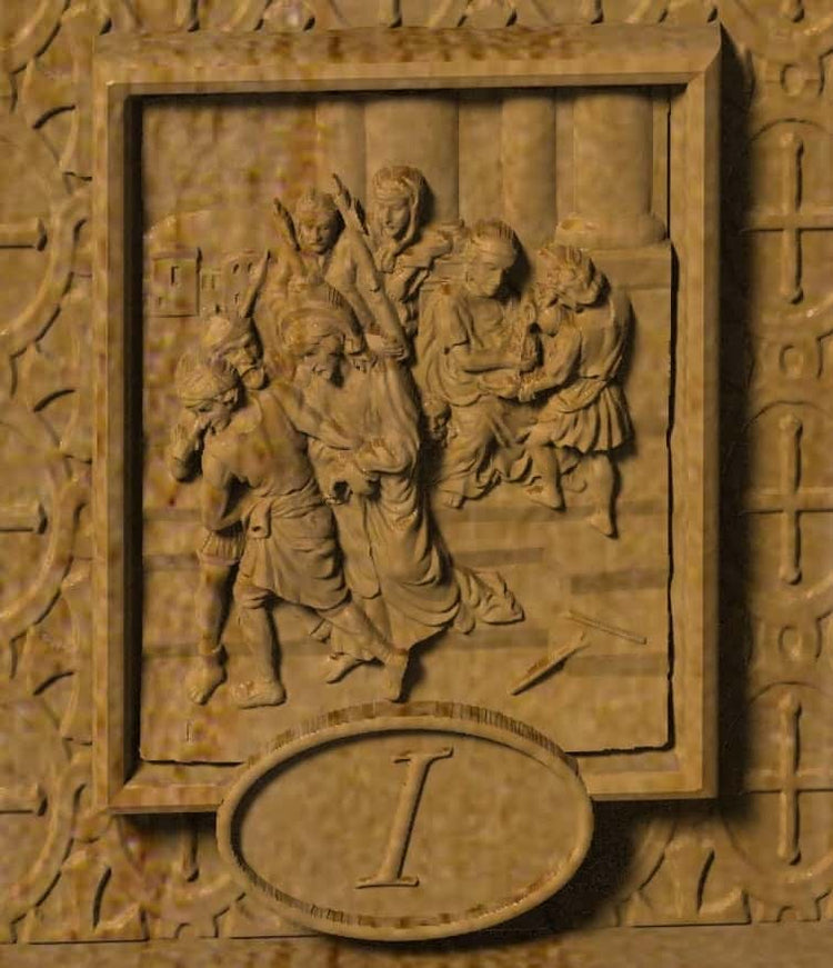 Resurrection of Christ with 14 Stations Religious bas relief 330