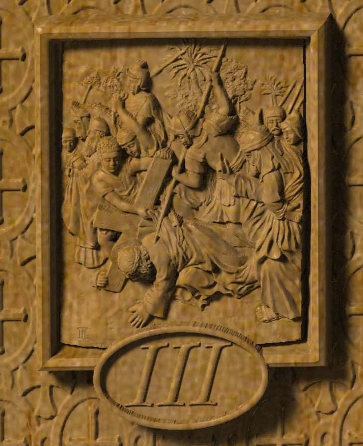 Resurrection of Christ with 14 Stations Religious bas relief 330
