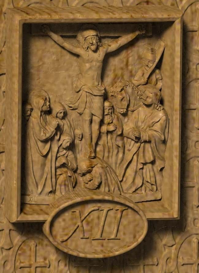 Resurrection of Christ with 14 Stations Religious bas relief 330