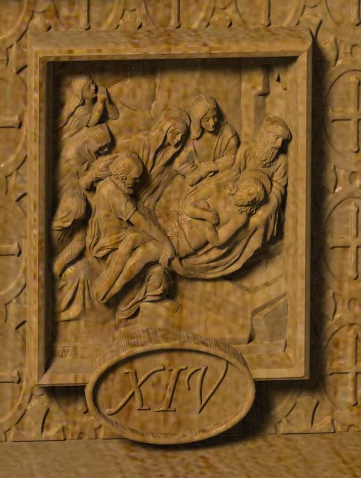 Resurrection of Christ with 14 Stations Religious bas relief 330