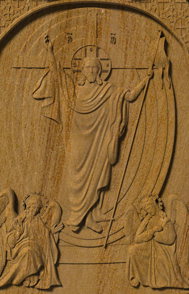 Resurrection of Christ with 14 Stations Religious bas relief 330