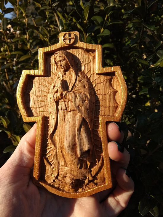 4 inches Our Lady of Guadalupe Pectoral Wooden Cross 220