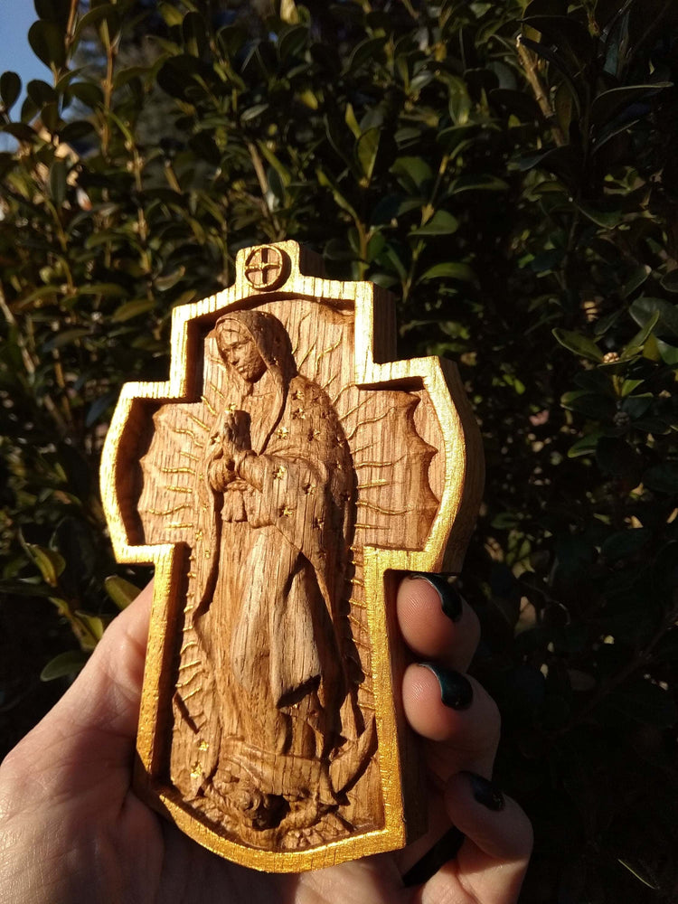 4 inches Our Lady of Guadalupe Pectoral Wooden Cross 220