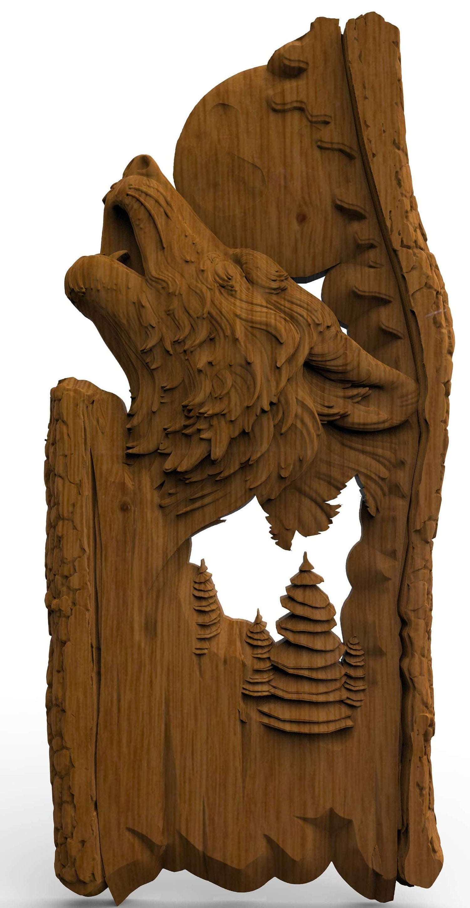 Wolf and a moon Wooden Carved Plaque 99