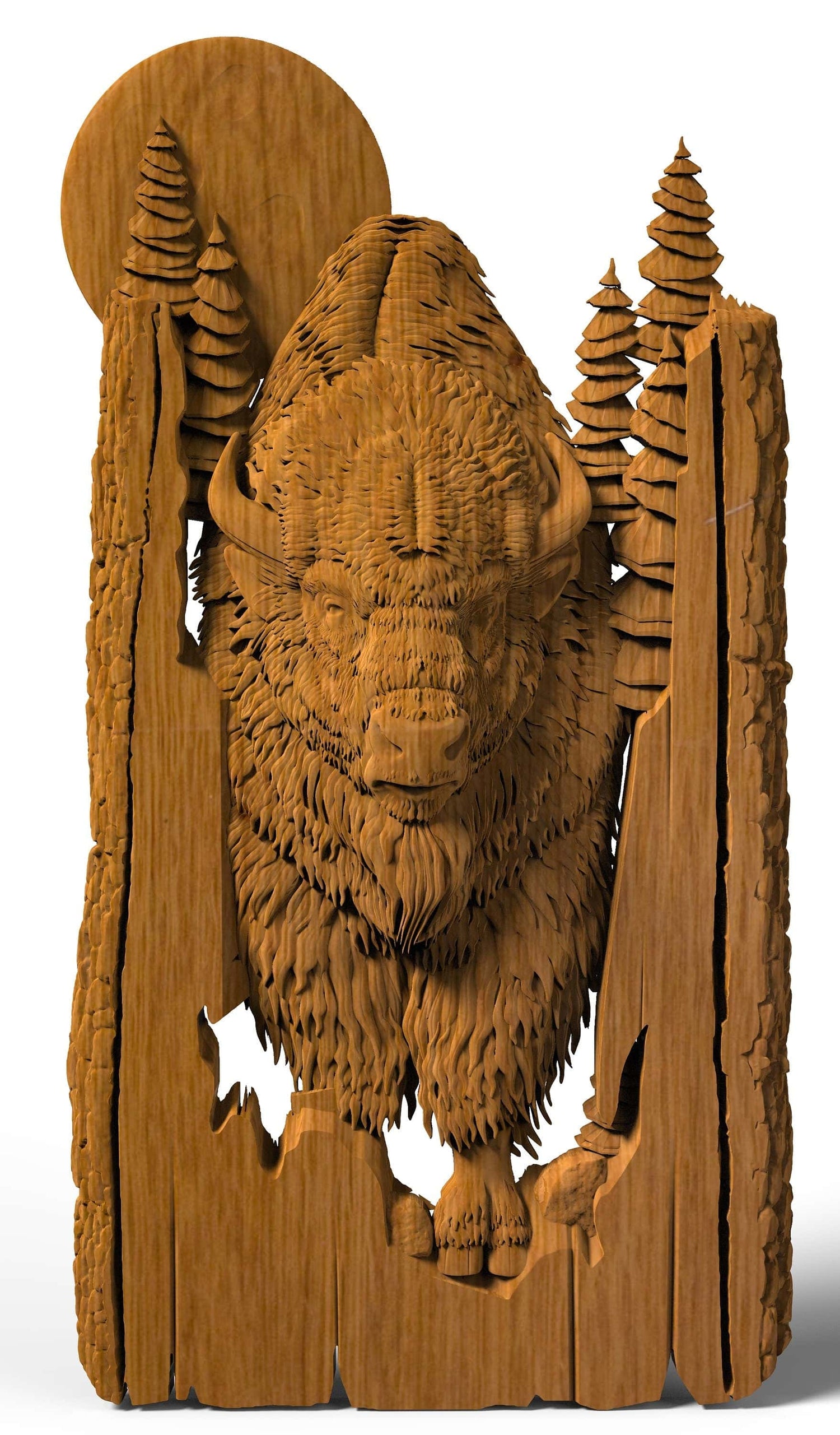 Wood Carving Bison - Kozak Work Shop