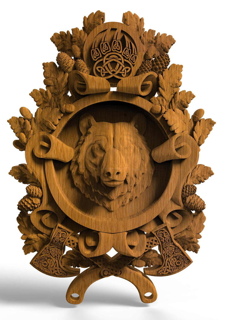 Wood Bear Head Carving - Kozak Work Shop