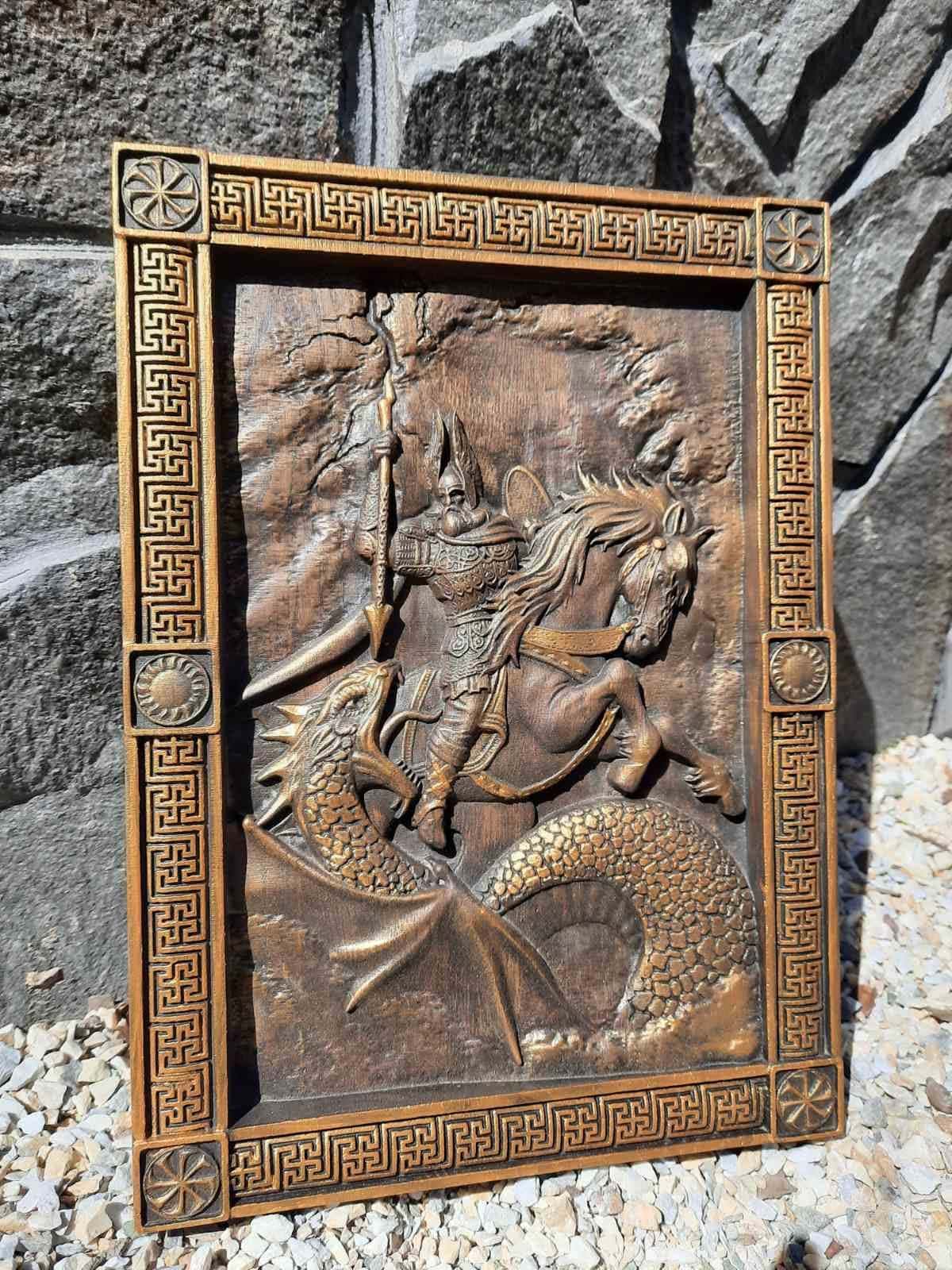 Odin Skandinavian God Wooden Carved Wall Picture 63
