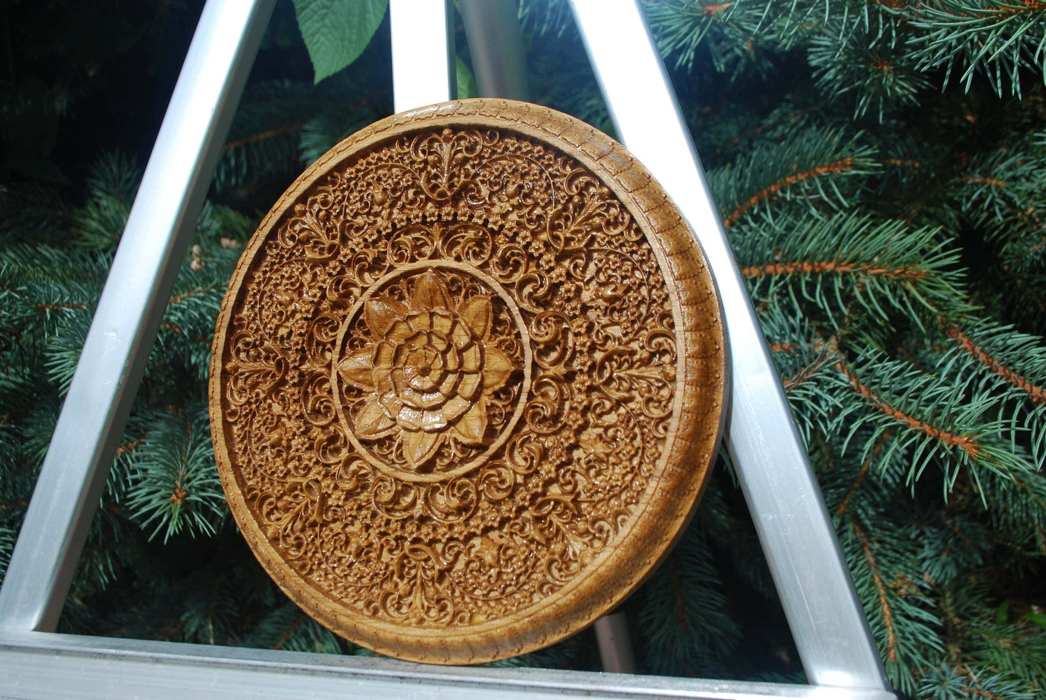 Mandala Round Wooden Bas Relief 307