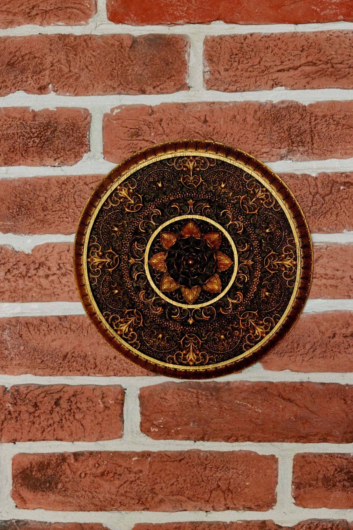 Mandala Round Wooden Bas Relief 307