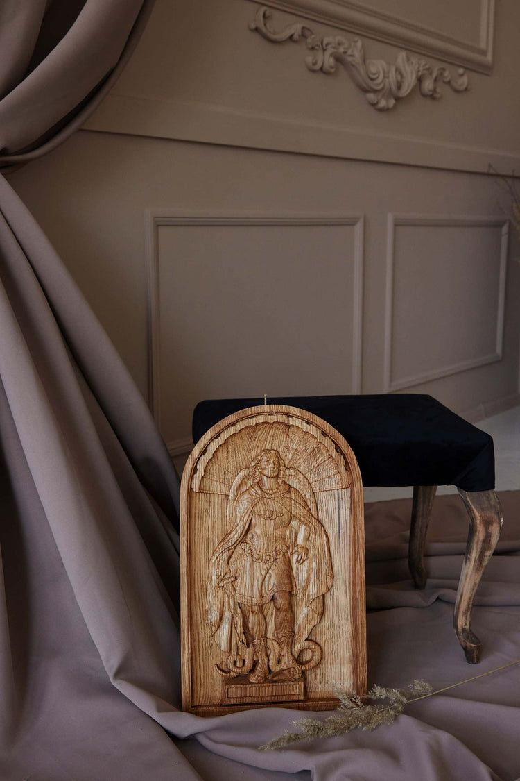 Saint Michael Wooden Statue - Kozak Work Shop