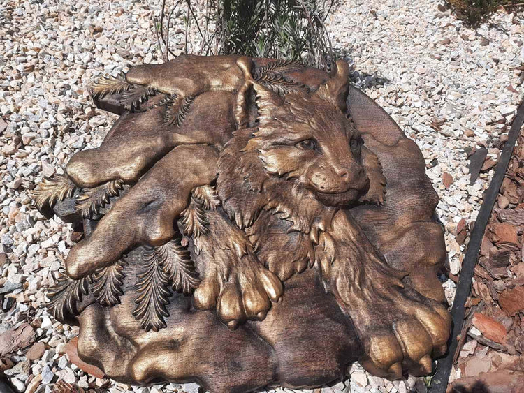 Lynx Wooden Carved Plaque 54