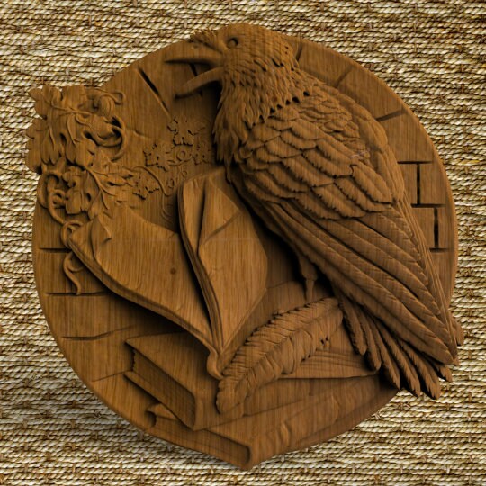 Raven Wooden Carved Plaque 79