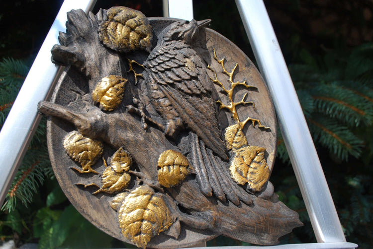 Woodpacker Wooden Carved Plaque 175