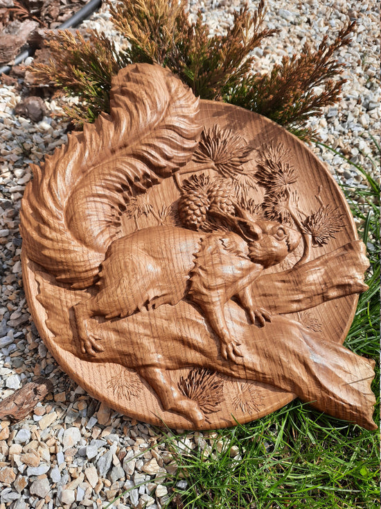 Squirel Wooden Carved Plaque 272