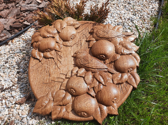Sparrows Wooden Carved Plaque 180