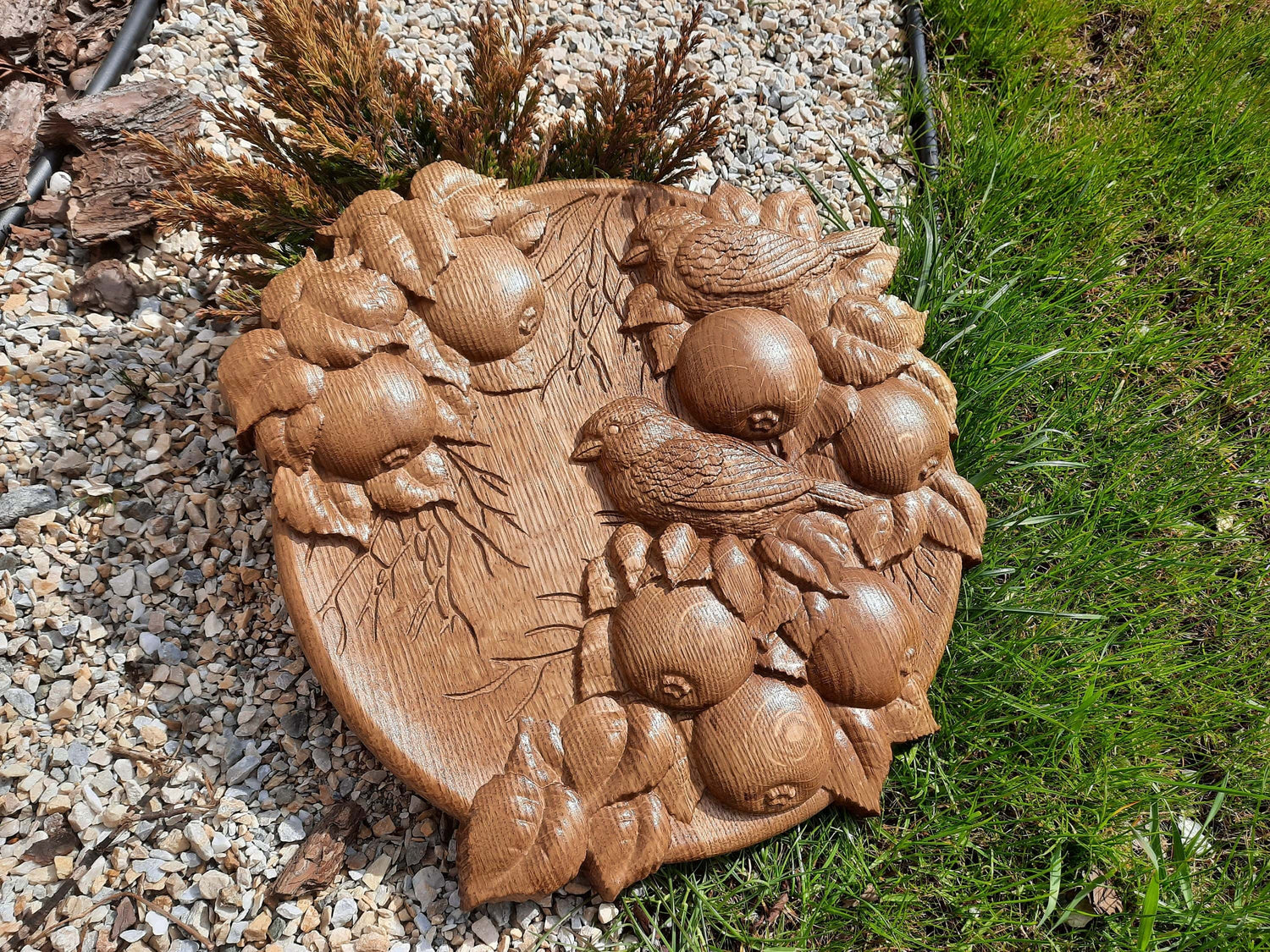 Sparrows Wooden Carved Plaque 180