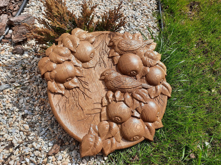 Sparrows Wooden Carved Plaque 180