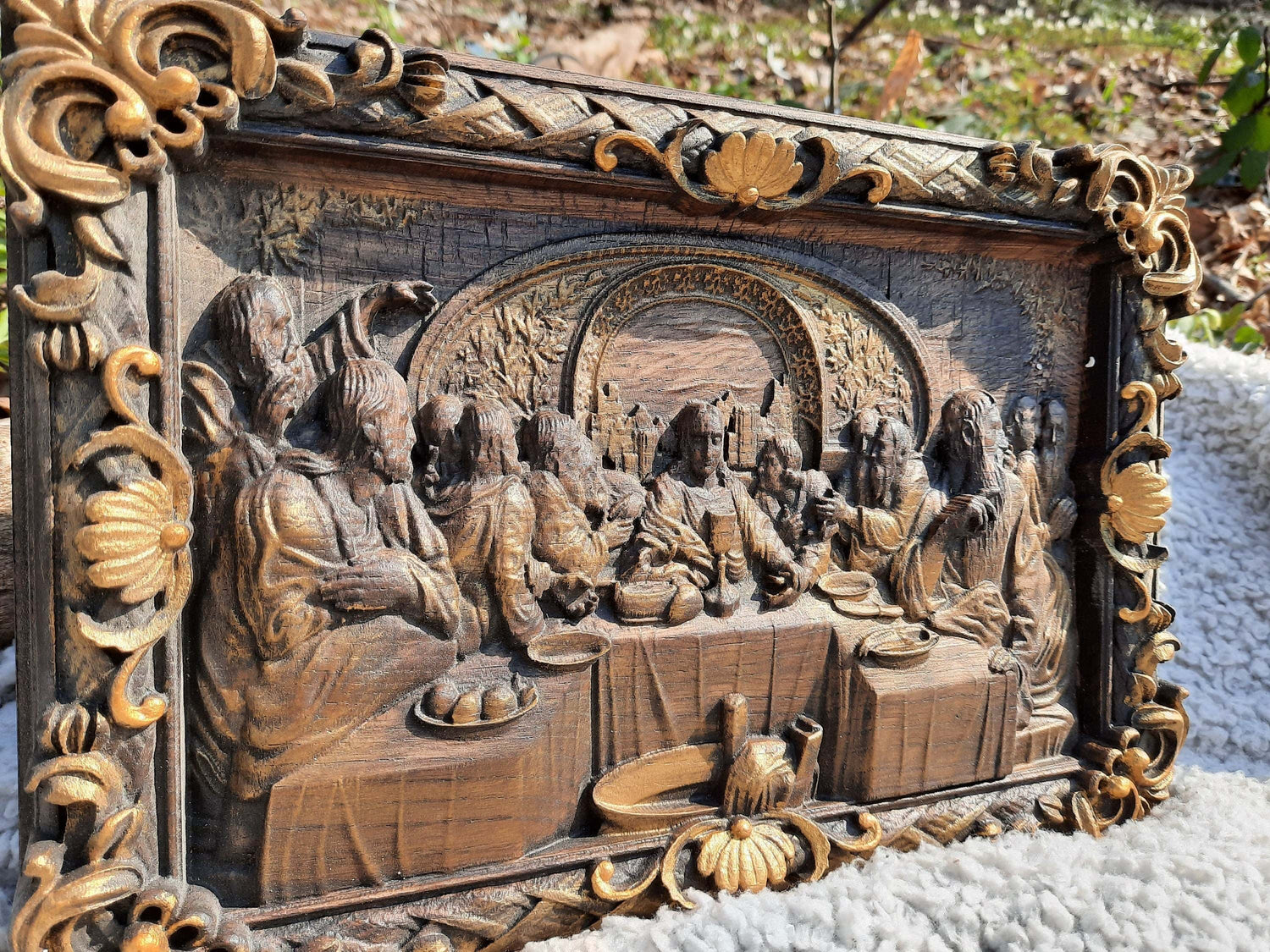 The Last Supper Wooden Icon with Baroque Frame 215