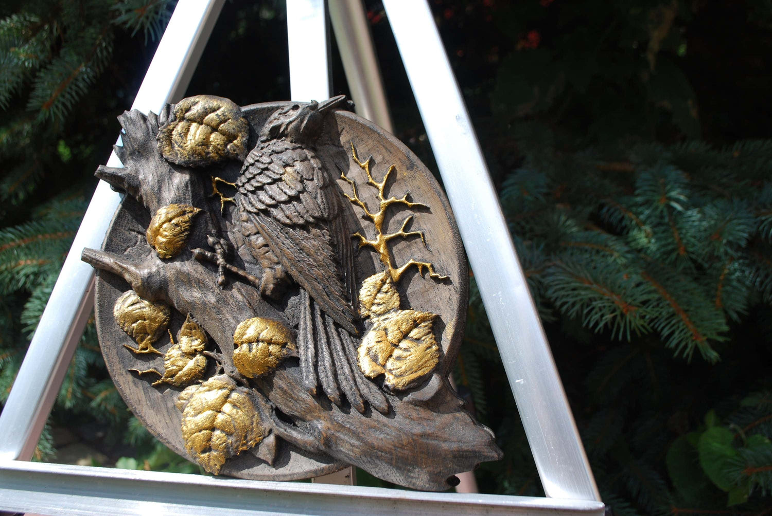 Woodpacker Wooden Carved Plaque 175