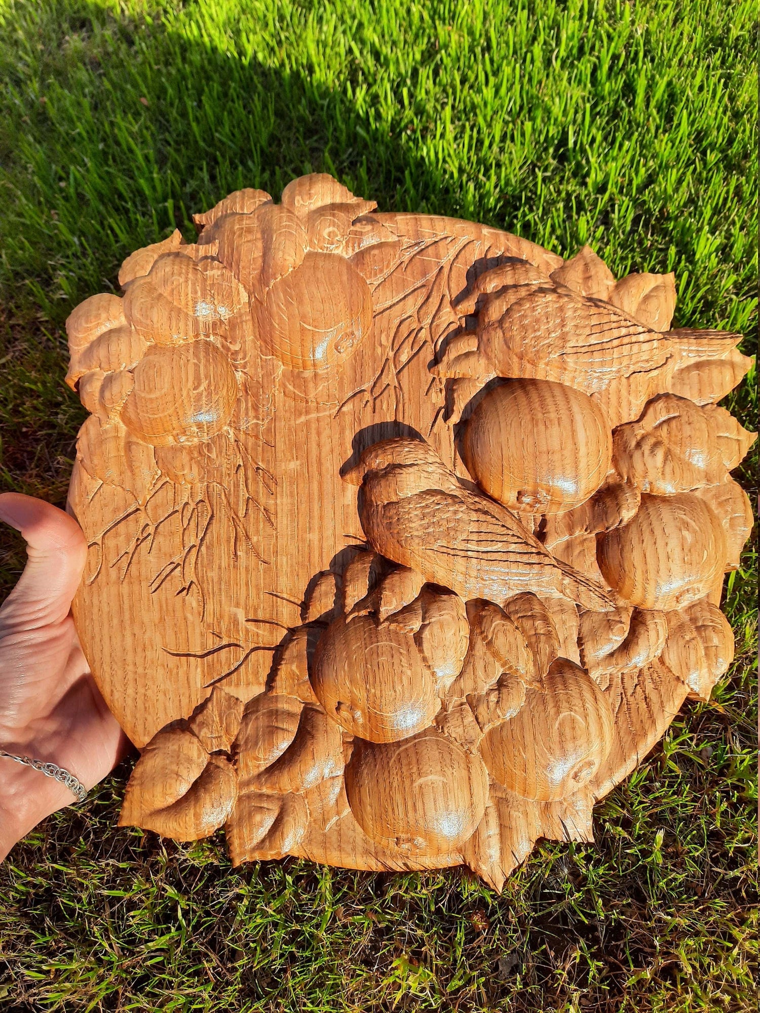 Sparrows Wooden Carved Plaque 180