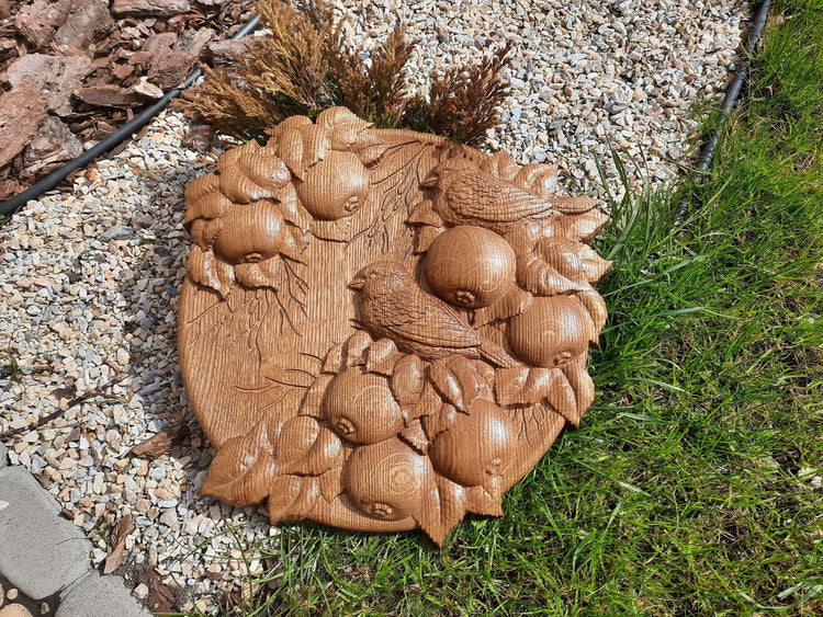 Sparrows Wooden Carved Plaque 180