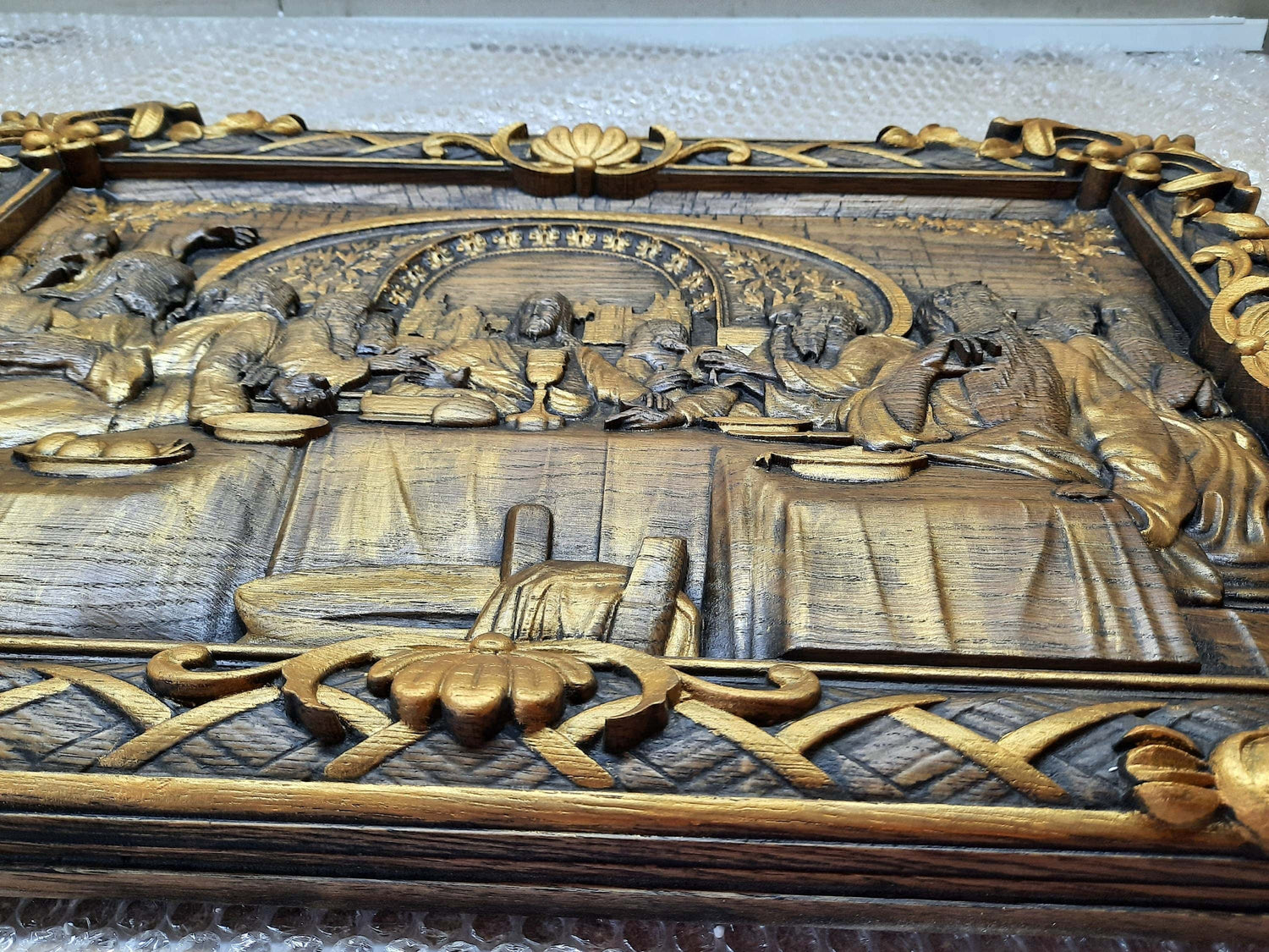 The Last Supper Wooden Icon with Baroque Frame 215