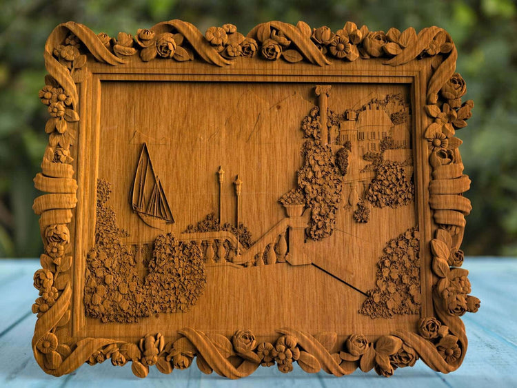 Wooden carved picture In the backyard 138