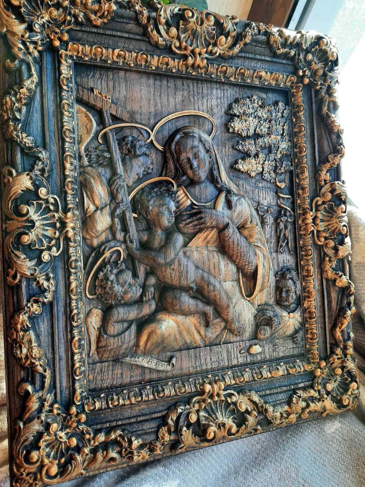 Nursing Madonna Wooden Carved Picture 159